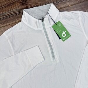 Collars & Co Mens Size Small 1/4 Zip Pullover White Drirelease Performance NWT